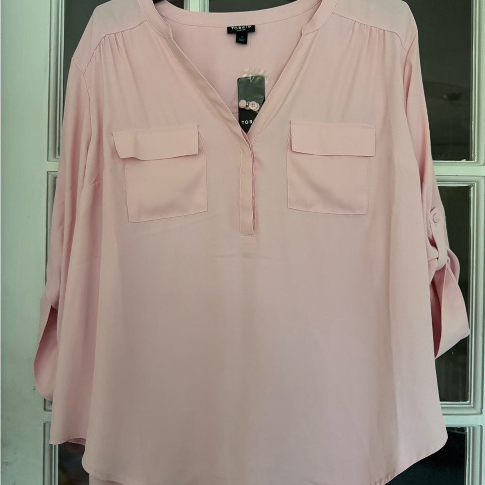 Torrid Pink Boxy 3/4 Sleeve Blouse